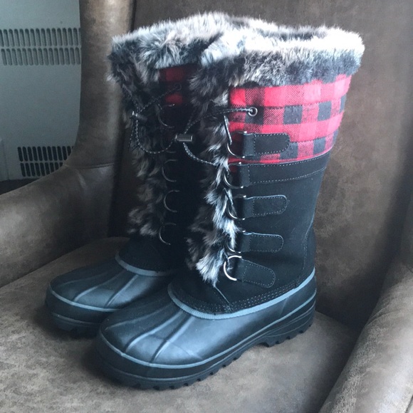 buffalo check snow boots